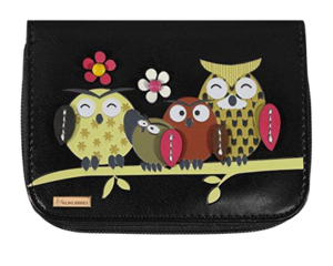Kukubird Medium Purse Owl Feature Embroidery Patch Family Tree - Black - Kukubird-UK