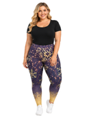 Curve Leggings (14-18 UK Size) - Golden Snowflake - Kukubird-UK