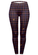 Regular Leggings (8-12 UK Size) - Magenta Dogtooth - Kukubird-UK