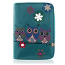 Kukubird Medium Purse 3 owl's floral - Blue - Kukubird-UK