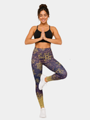 Regular Leggings (8-14 UK Size) - Golden Snowflake - Kukubird-UK