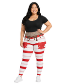 Highwaisted Leggings (10-16 UK Size) - Sweet Candy Cane - Kukubird-UK