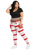 Highwaisted Leggings (10-16 UK Size) - Sweet Candy Cane - Kukubird-UK