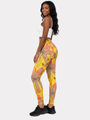 Regular Leggings (8-12 UK Size) - Florals Large Flowers - Kukubird-UK